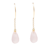 Pink quartz 18K yellow gold drops earrings